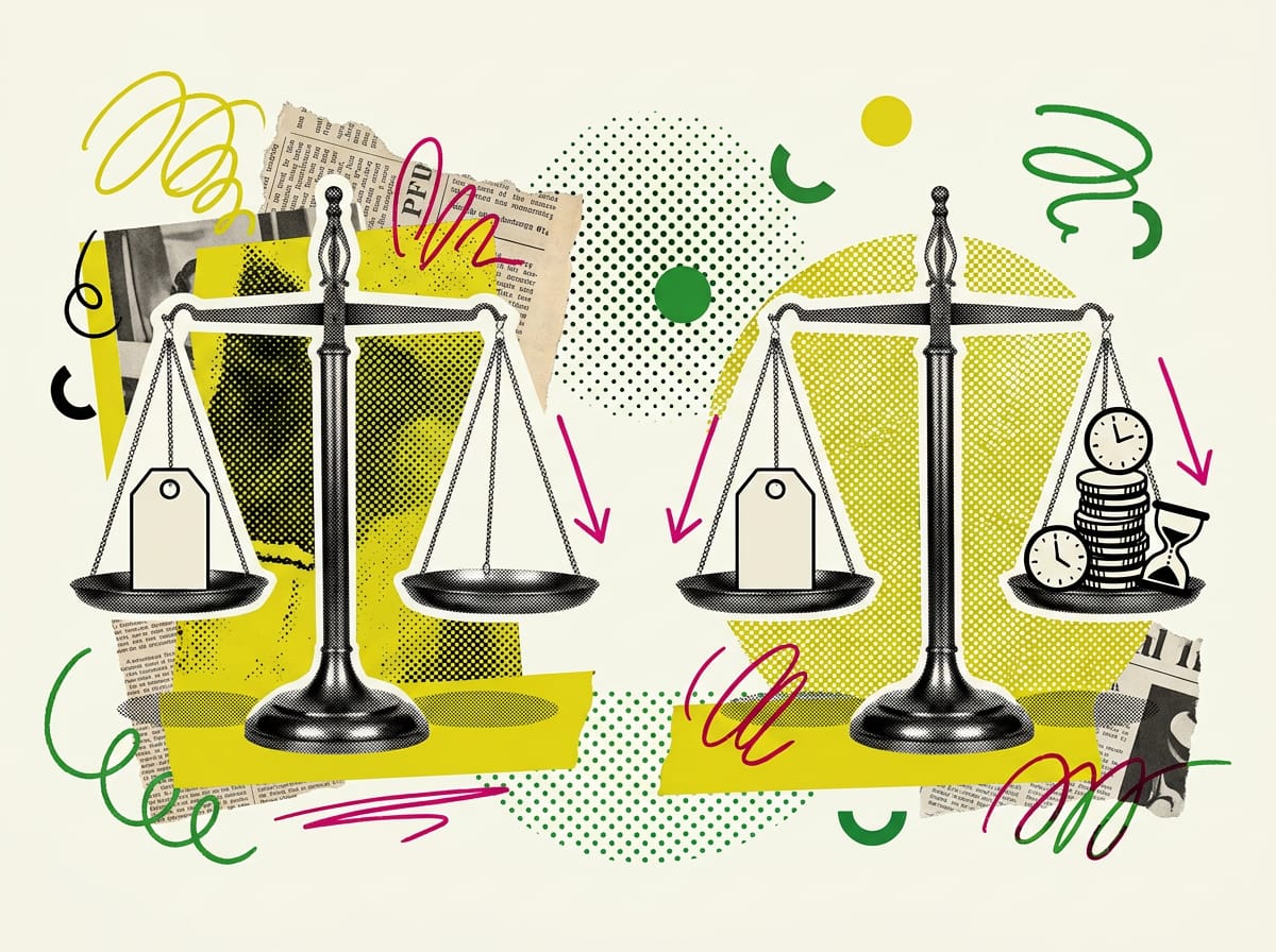 Due bilance: senza numero il prezzo pesa più dello zero, con un numero pesa meno del costo del problema.