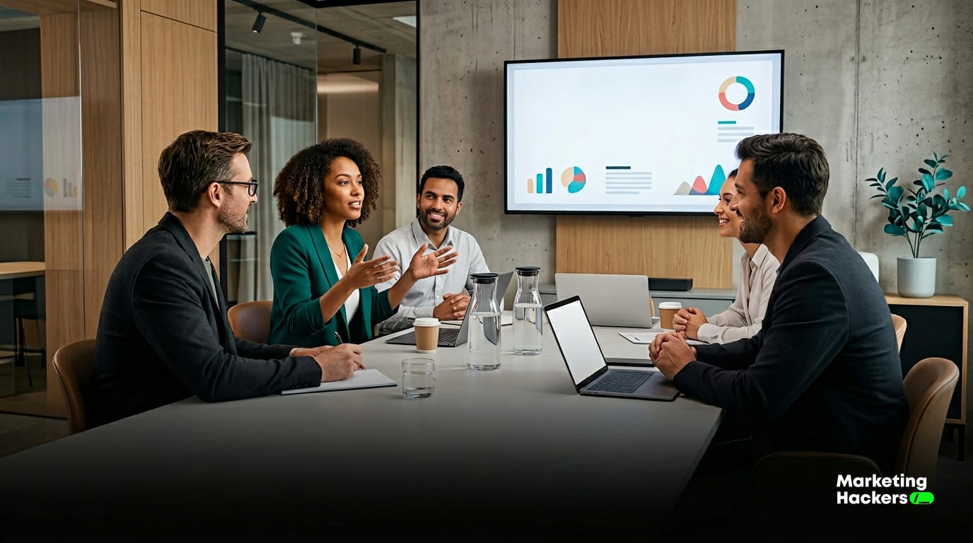 Titolare di una PMI in ufficio parla con una collaboratrice durante una breve riunione operativa